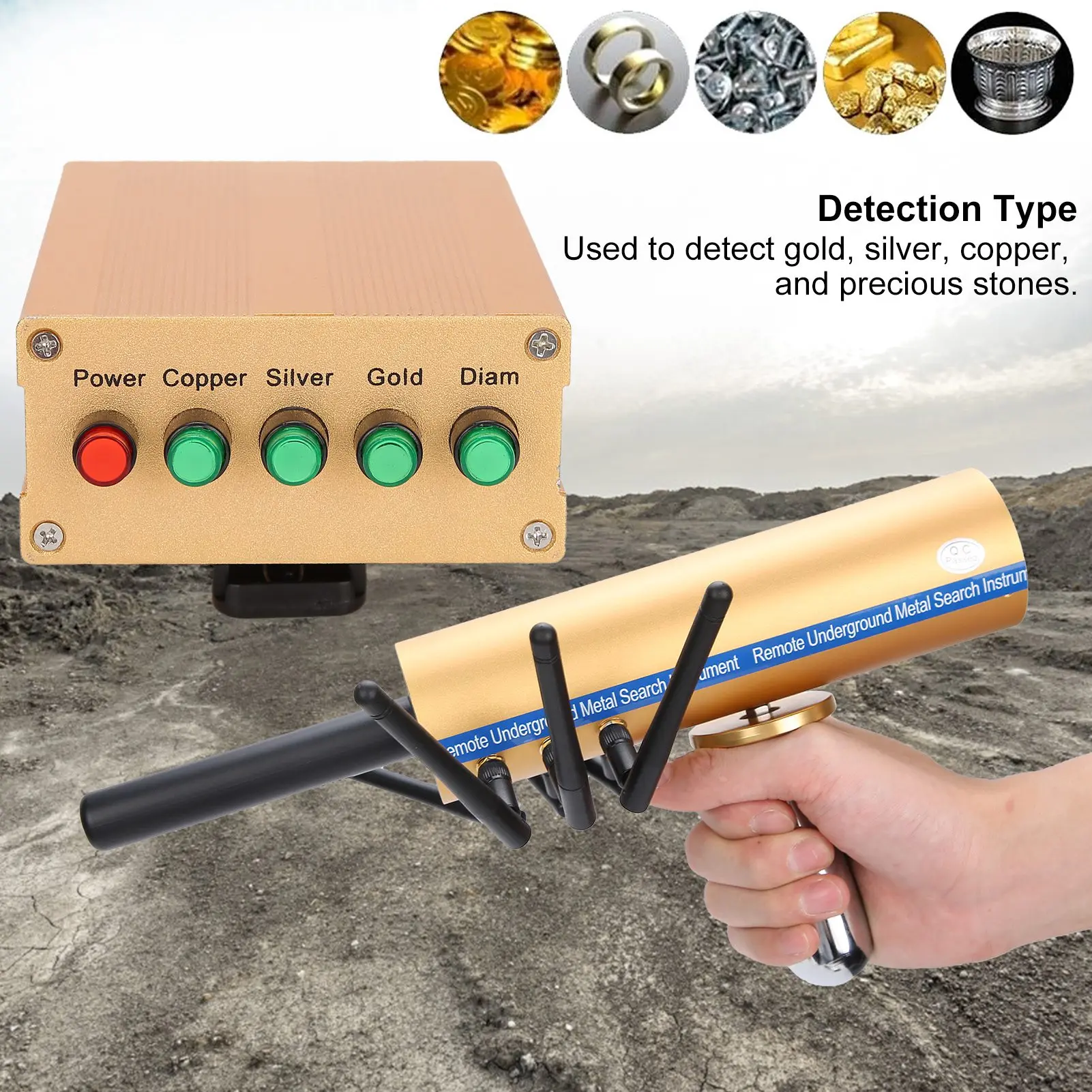 ASK Remote Metal Detector 20M Depth 1000M Search Range 6 Antenna Metal Finder Scanner AU Plug