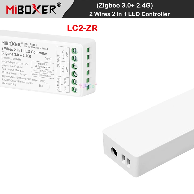 Miboxer 2.4G 2 in 1 Dual white LED Strip Controller Zigbee 3.0 Single color dimmer for DC 12V 24V CCT 2 Wires COB Strips Light bseed eu russia new zigbee touch wifi light dimmer smart switch white black gold grey colors work with smart life google alexa