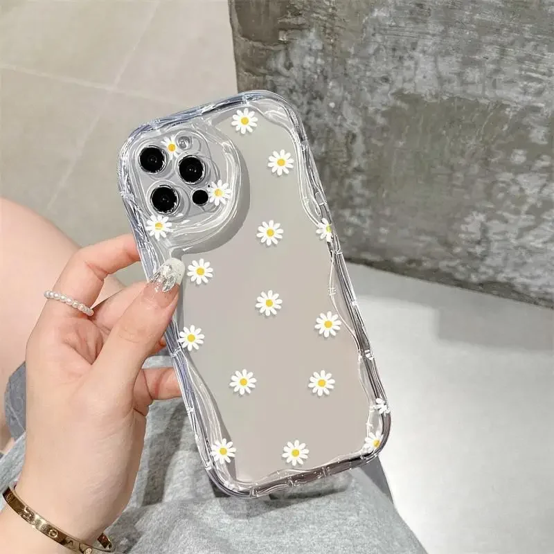 Love Heart Flowers Soft TPU Wavy Phone Case