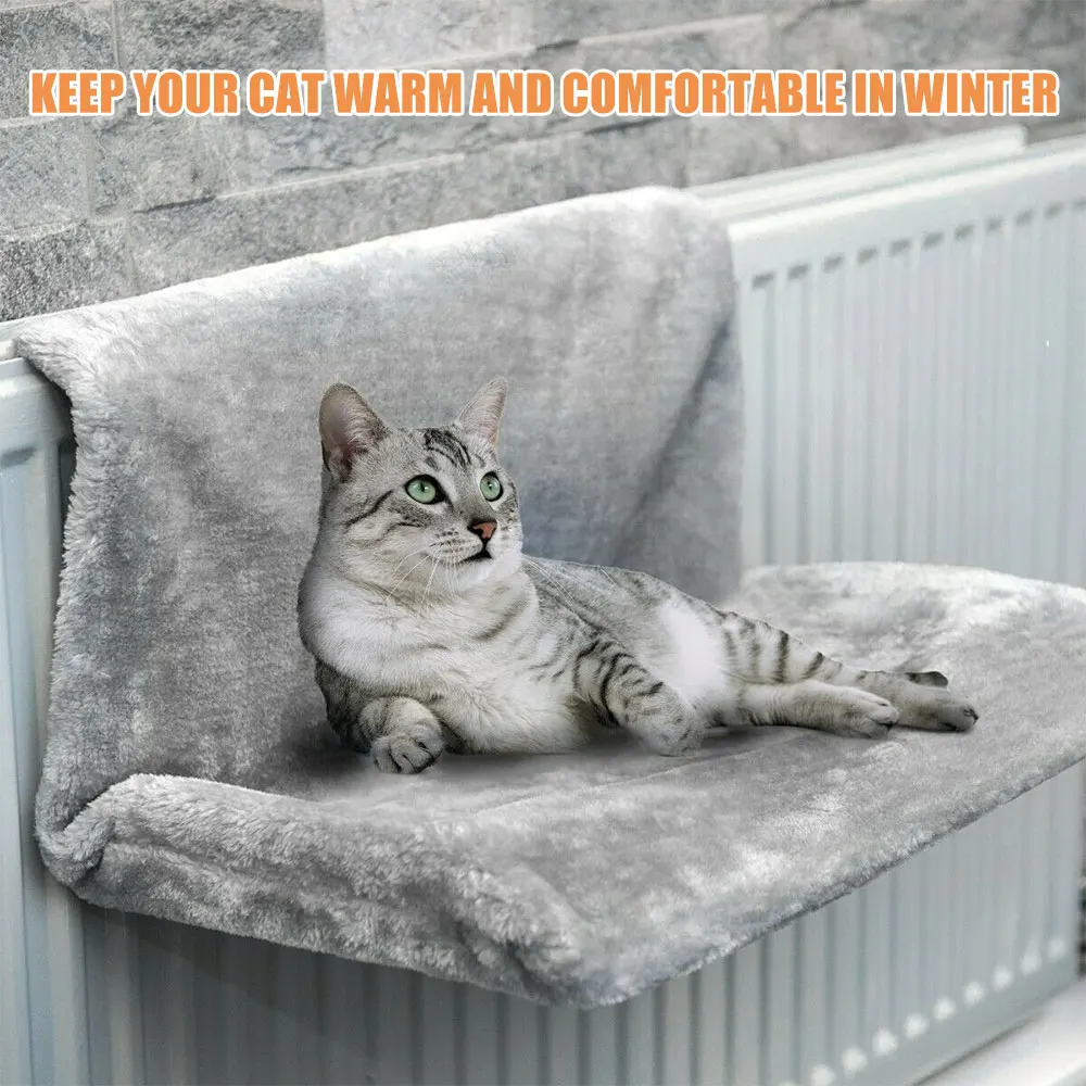 Cat Radiator Bed Hanging Cat Cradle Hammock Small Pet Animal Hanging  Bed with Metal Frame Luxury Warm Fleece Basket for Cats