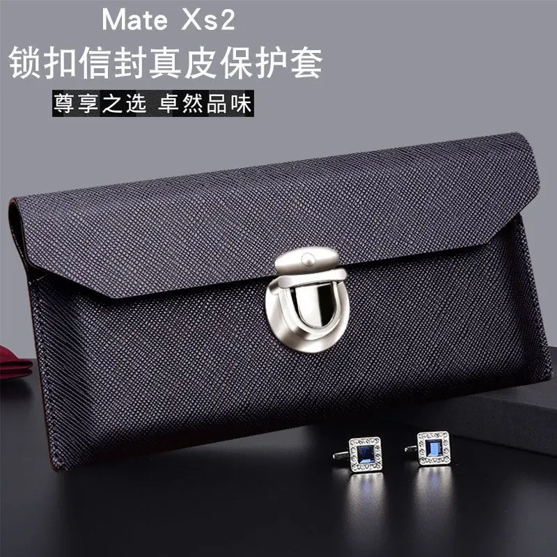 

Genuine Leather Material Pouch With Kickstand Bracket For Huawei Mate XS2 Case