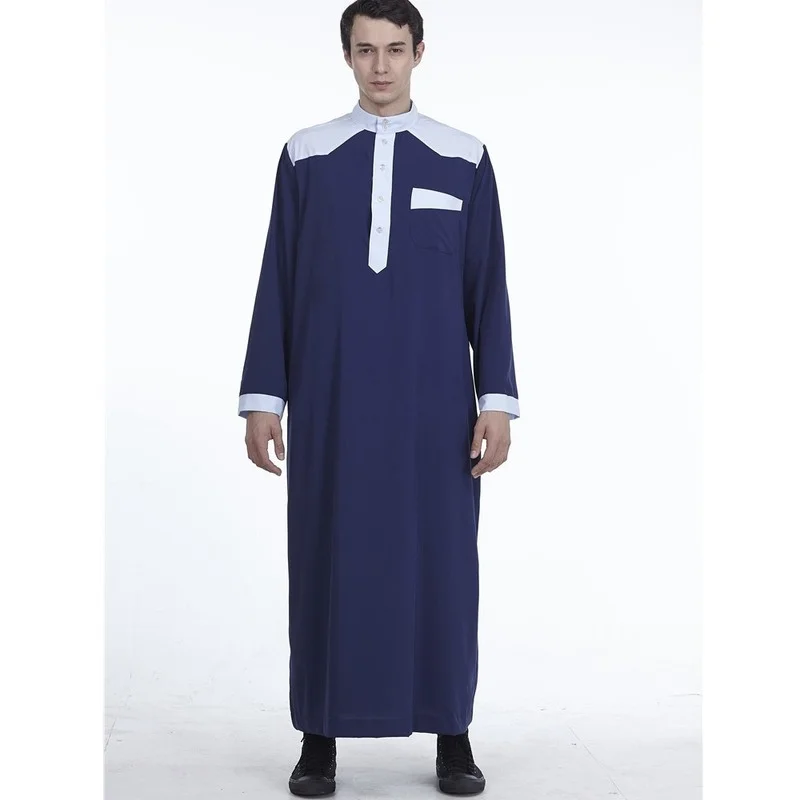 Men's Muslim Robe Daily Casual Commuter Slim Saudi Arabian Ethnic Colorblock Five Button Robe  Africa Business Casual New 2022 men s muslim robe daily casual commuter colorblock crew neck muslim arab middle east men s loose robe africa