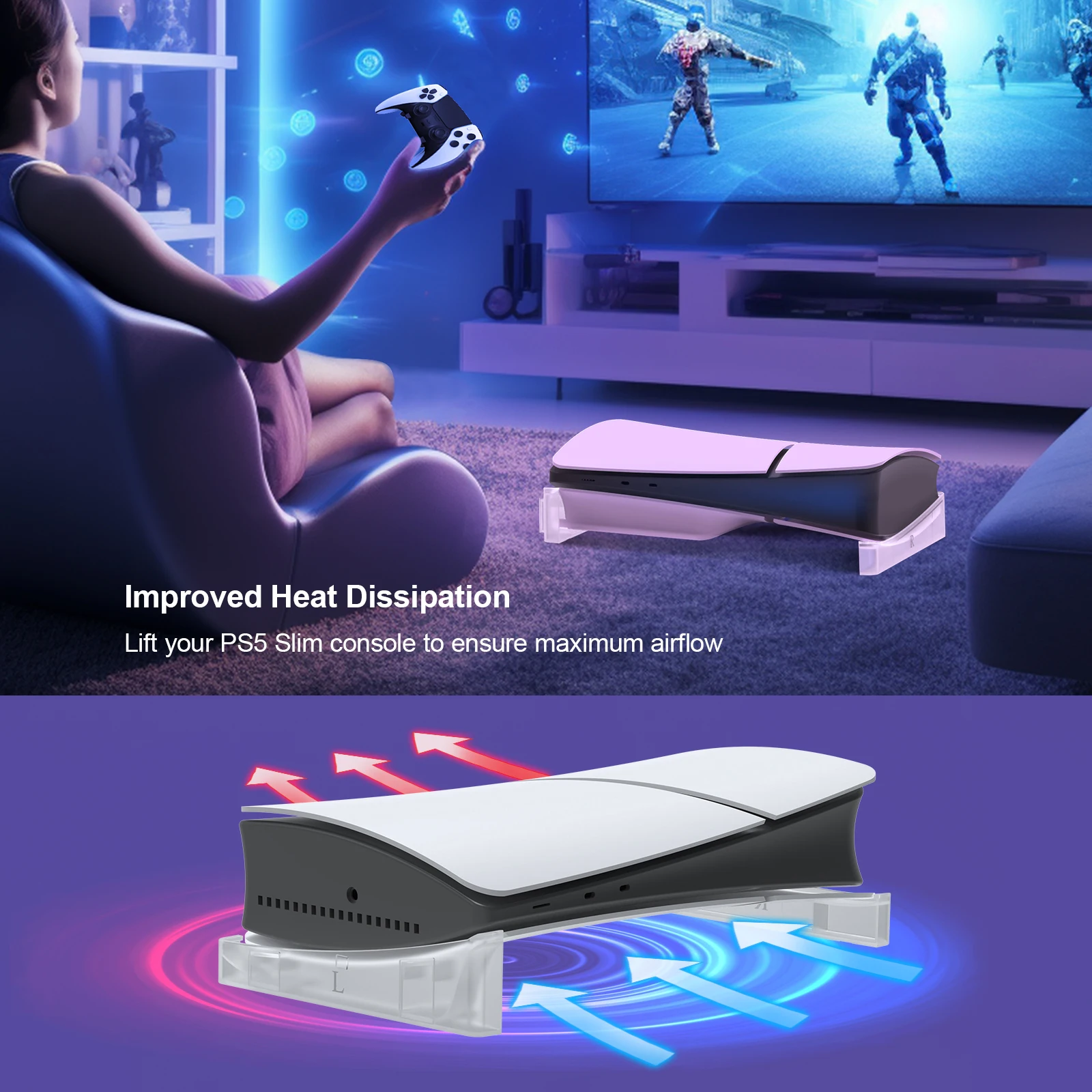 Holder For Ps5 slim Host Horizontal Display Stand For Ps 5 slim Console Host Display transparently Holder  Accessories - 3