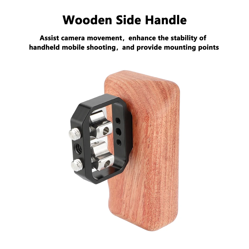 Universal Camera Cage Rig With Wooden Handle Grip& Top Handgrip& Shoe Mount For