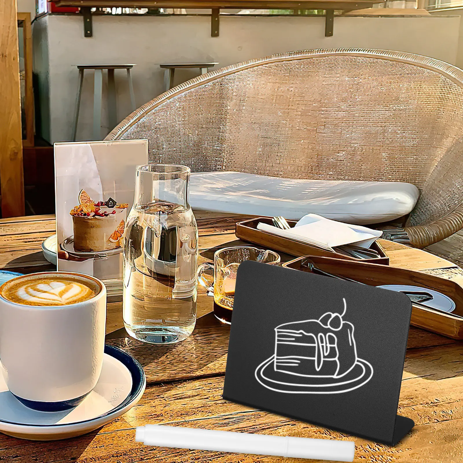 1 세트 미니 칠판 테이블 표지판 L자형 데스크탑 사인 스탠드 레스토랑용 쓰기 가능 지울 수 있는 메뉴 보드 테이블 번호 홀더