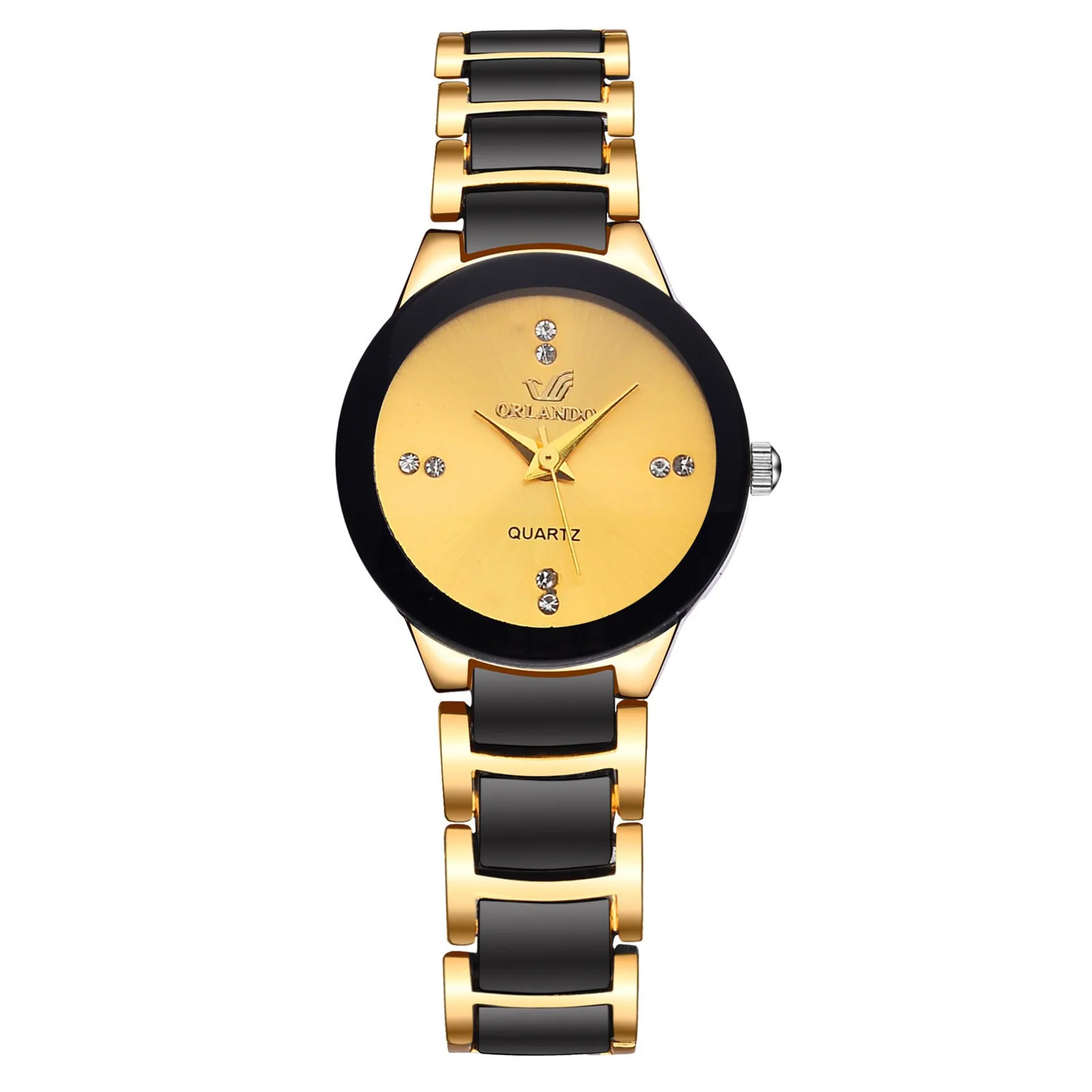 Elegant Women's Quartz Watch Gold Black Stainless Steel Band Small Dial Woman Wristwatch Round Minimalist Clock Watch for Ladies