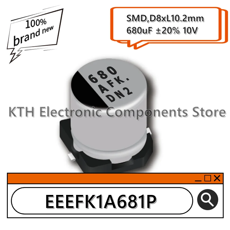 

10 шт. EEEFK1A681P EEE-FK1A681P 680uF 10V новый оригинальный SMD алюминиевый электролитический конденсатор 8x10,2 мм трафаретная печать 680 AFK