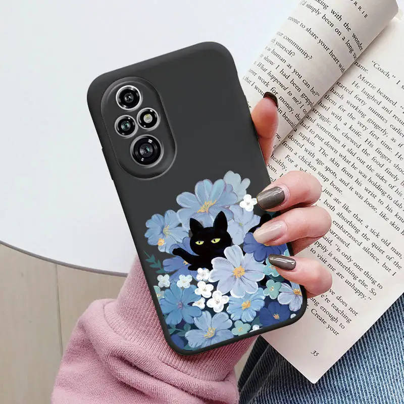 Cute Black Cat Cartoon Case - Soft Back Shell Cover