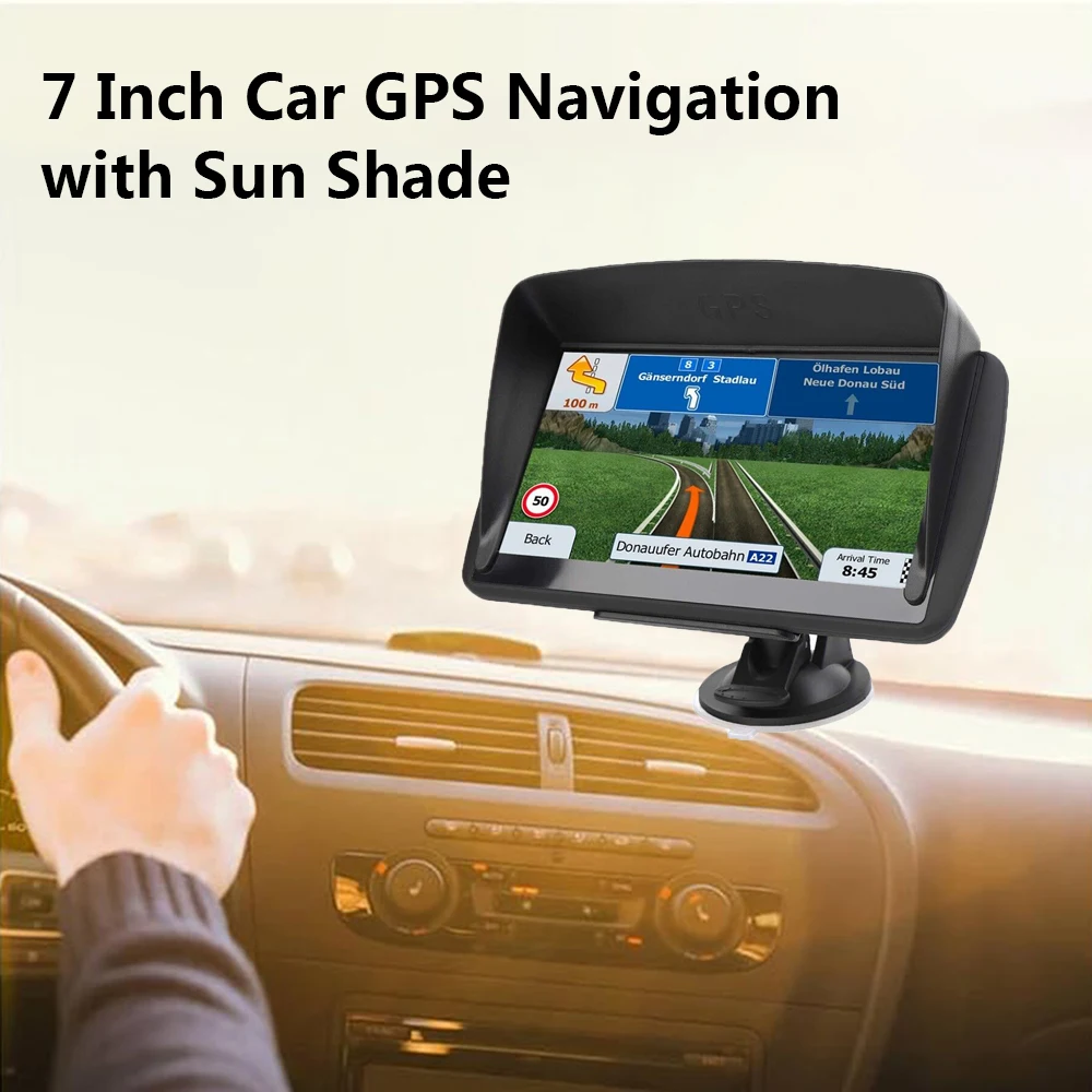 

7 Inch GPS Navigation for Car Truck HGV Accessories Tools HD Navigator 2023 Free Update Europe North America Map 8GB FM Music