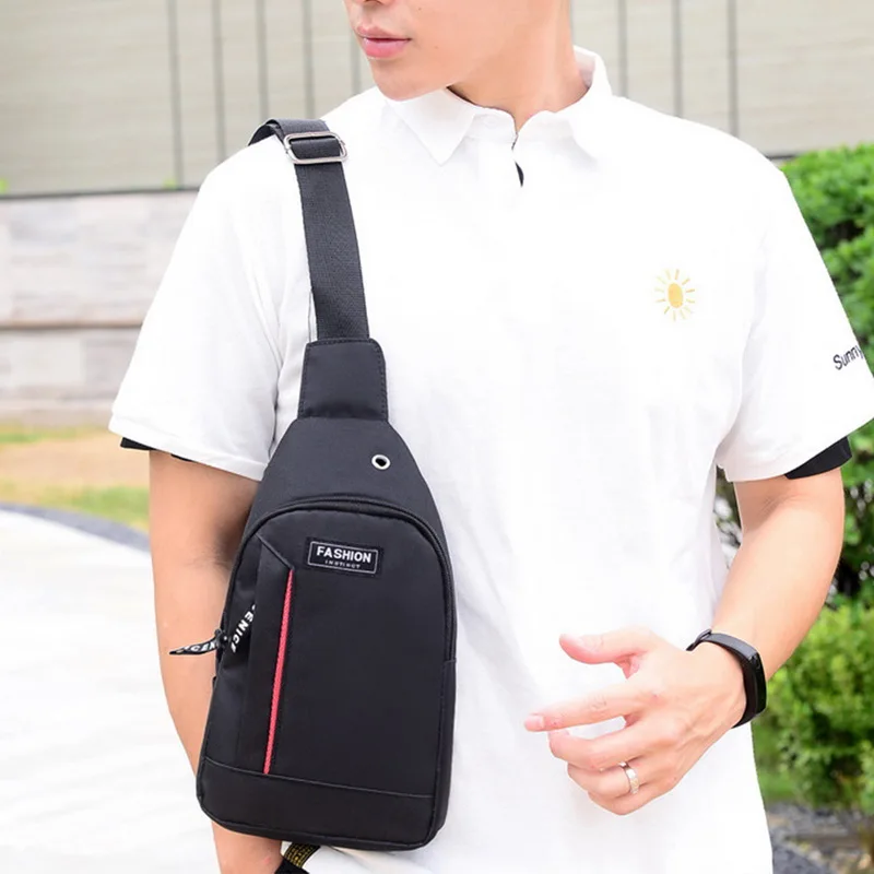 MensCrossbodyBagSportsShoulderBagOxfordClothSideChestBag