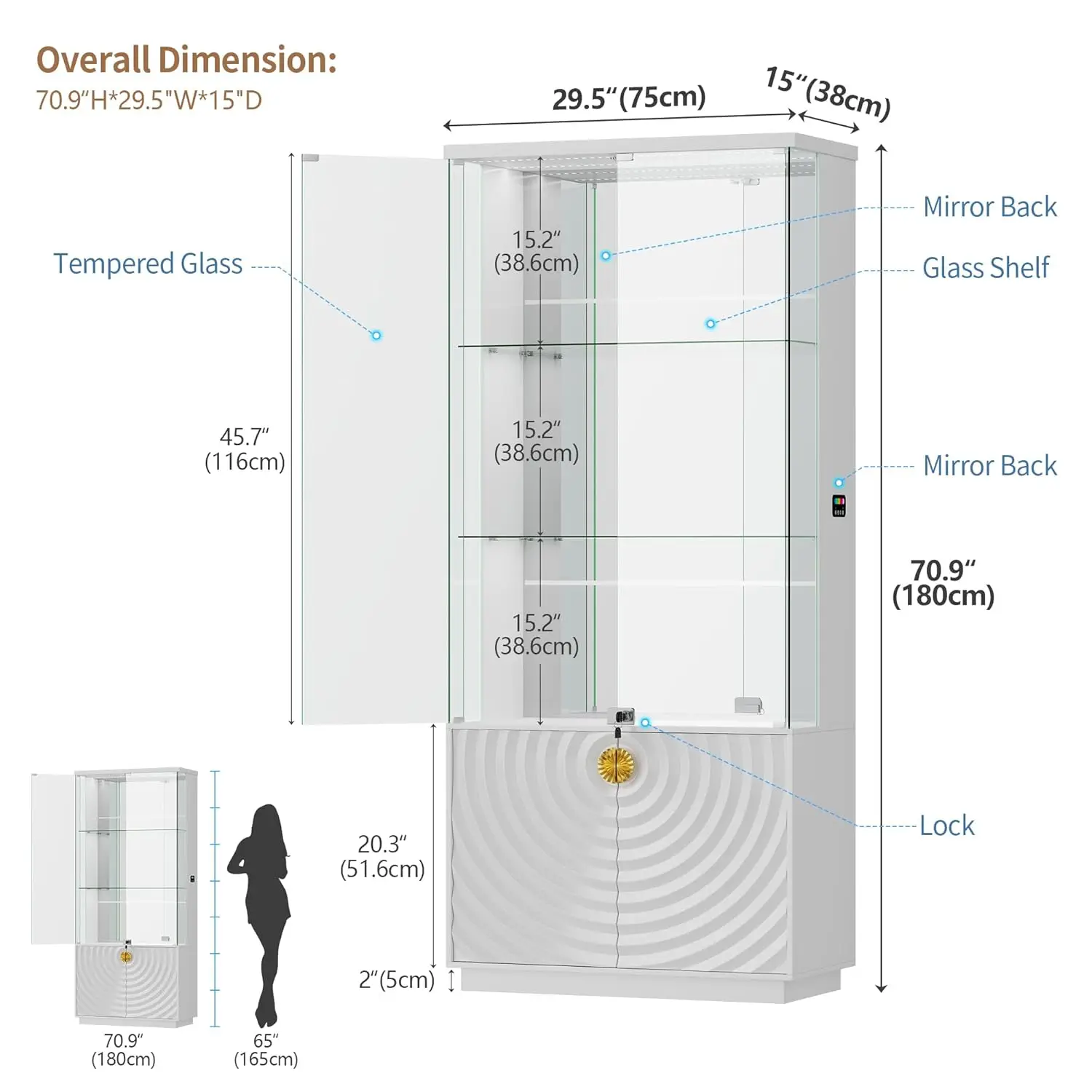 LED Glass Display Curio Cabinet 2