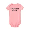 Newborn Baby Bodysuits Double Trouble Twin Kids Unisex Short Sleeve Rompers Playsuits Outfits Boys Girls Born Crawling Clothing 2