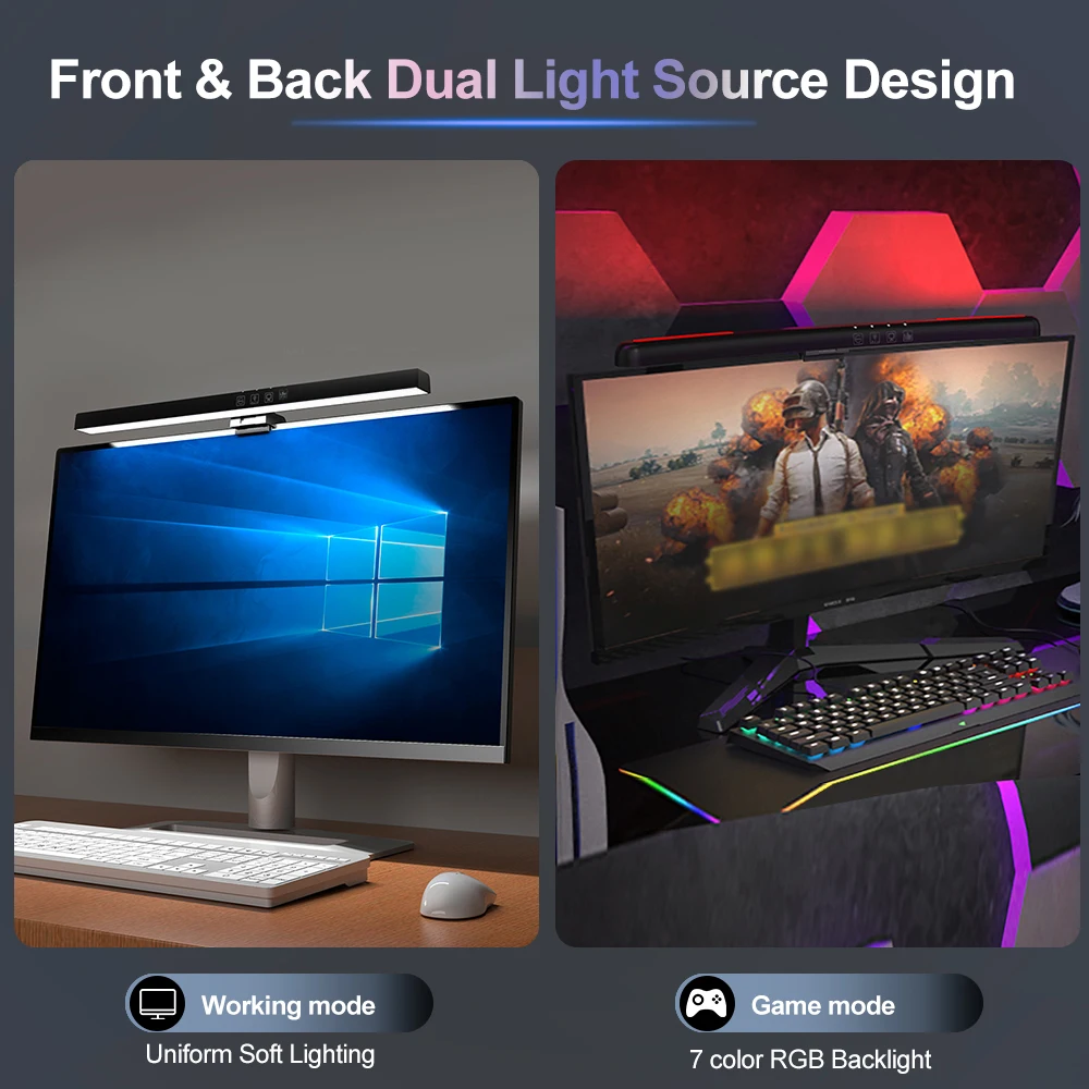 Computer Monitor Light Bar RGB Screen Hanging Lights Curved Dimming Screen USB LED Reading Gaming Table Lamp Bar Room Home Decor 2