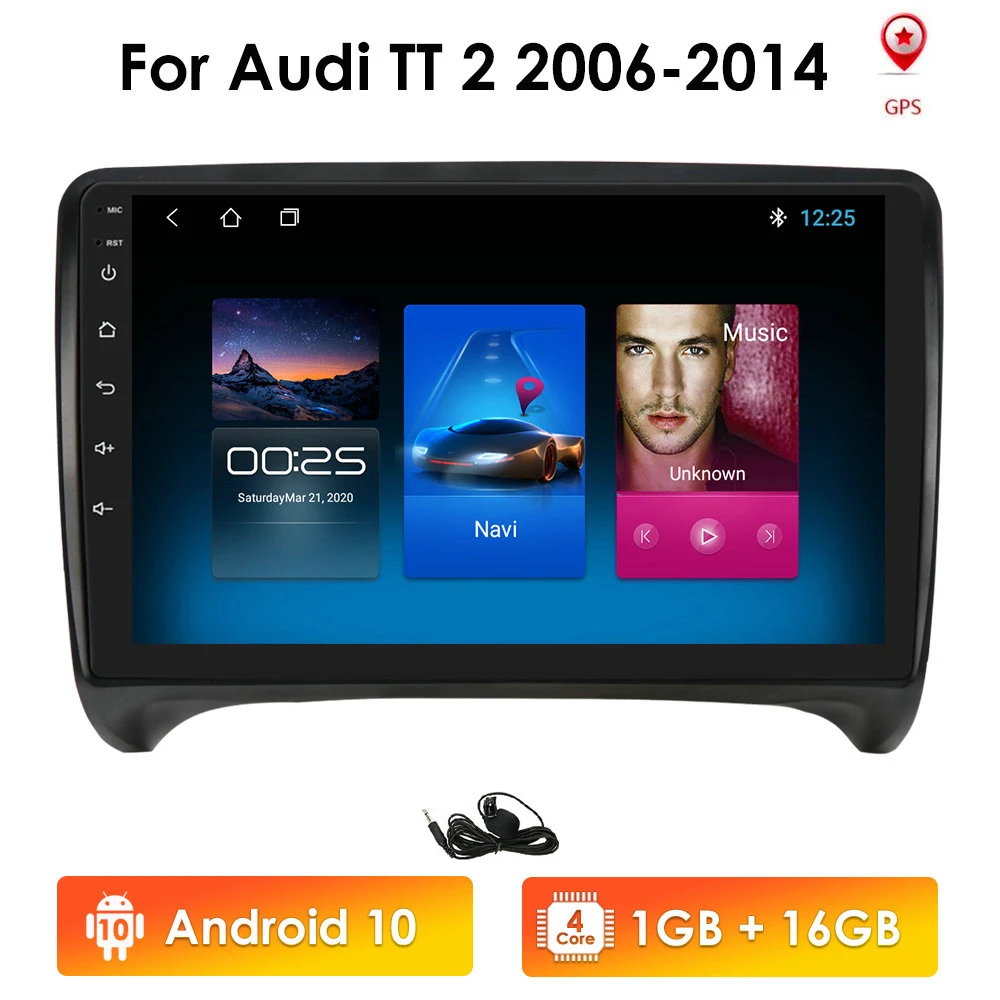Carplay Autoradio 2 Din Android 10 Autoradio Gps Per Audi Tt Mk2 8J 2006-2012 Auto Audio Car Stereo Schermo Di Navigazione Multimediale
