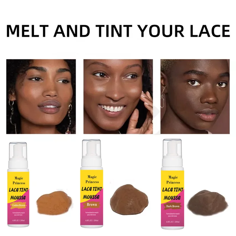 Description Picture 5 of itemHot Sale Private Label 200ML Closures Wigs and Closure Frontal Lace Wig Four Colors Lace Tint Foam Mousse for Woman