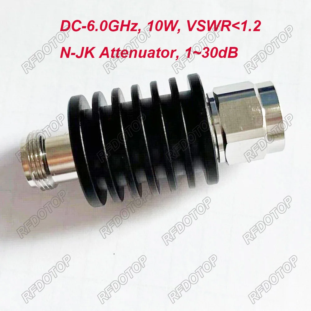 tipo Conector Atenuador Dc6.0ghz 10w 10 15 20 30db Macho para Conector Fêmea n Atenuador Coaxial rf Vswr 12 50 Ohms n