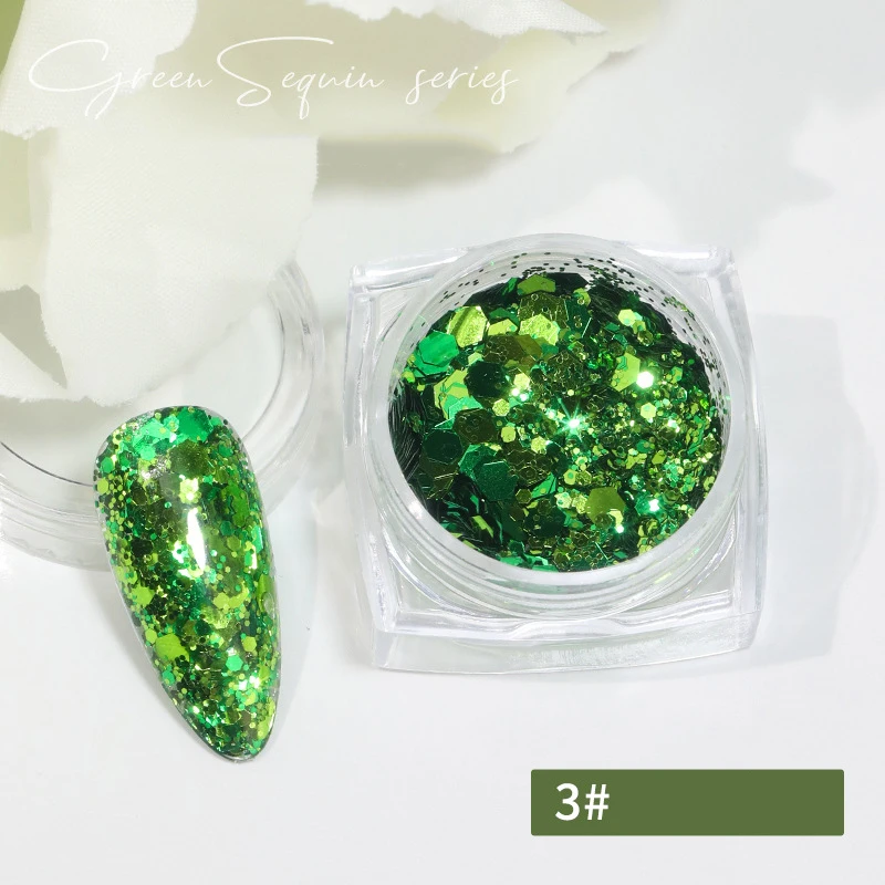 Tanie Mieszane wiosna zielony sześciokąt 3D ultracienkich cekiny dekoracje Glitter płatki świecący olśniewający sklep
