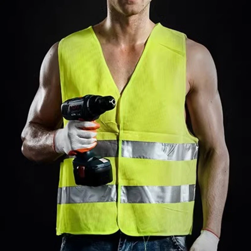 High Visibility Vest Workers Safety Vest Yellow Universal Mesh F19A