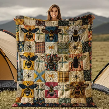 Bee Print Flannel Blanket 1
