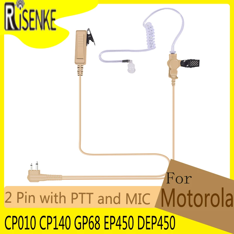 Acoustic PTT Earpiece,Secret Agent Security Bodyguard Police,2Pin Radio Earphone for Motorola, CP010, CP140, GP68, EP450, DEP450