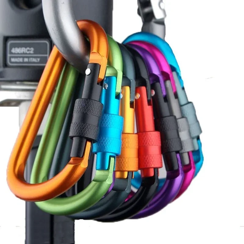 Climbing Buckle Climbing Carabiner Outdoor Aluminium Alloy D Shape Carabiner Key Chain Camping Hook Clip