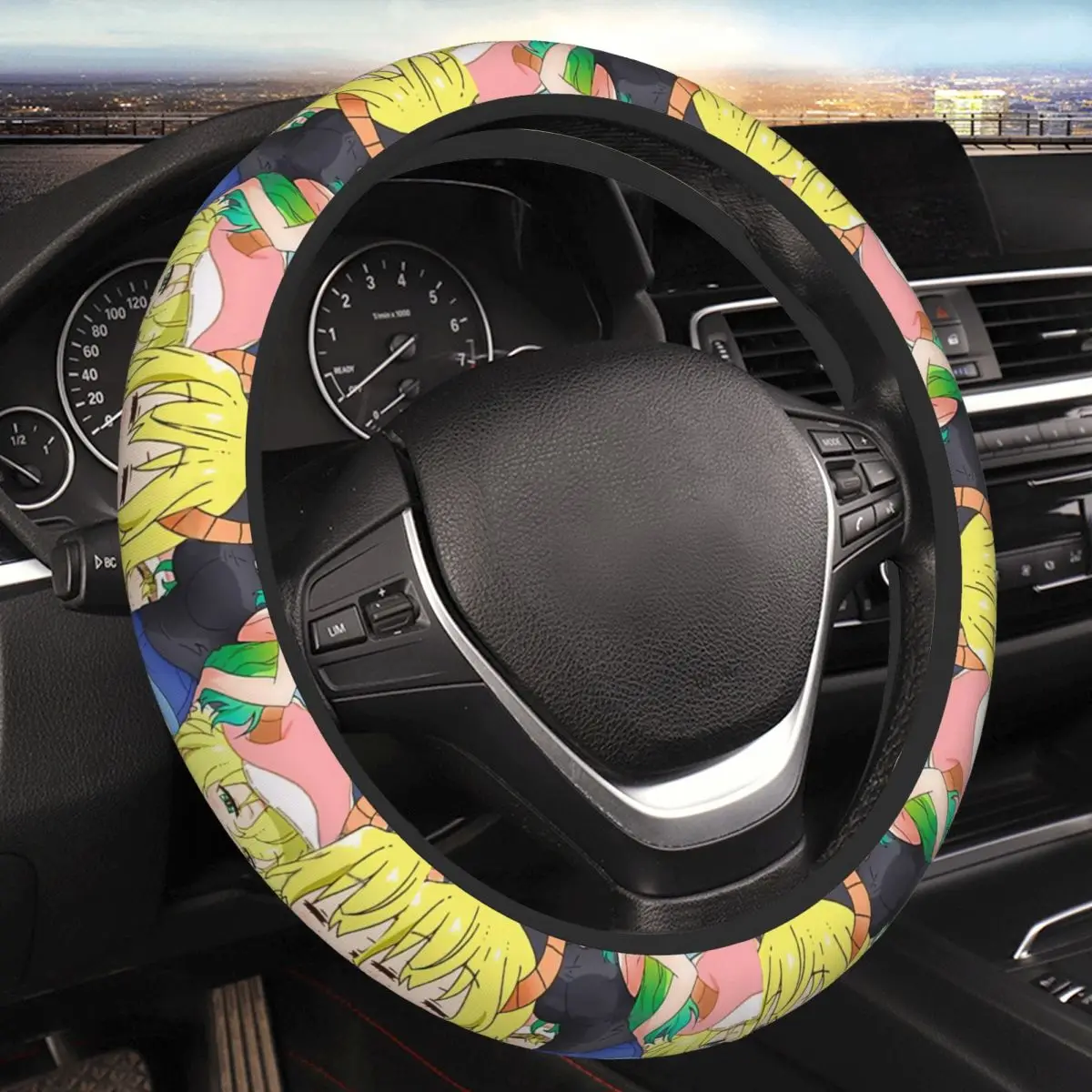 

Lucoa Tribute Pattern Thickening Car Steering Wheel Cover 38cm Universal Suitable Women Elastic Steering Wheel Cover