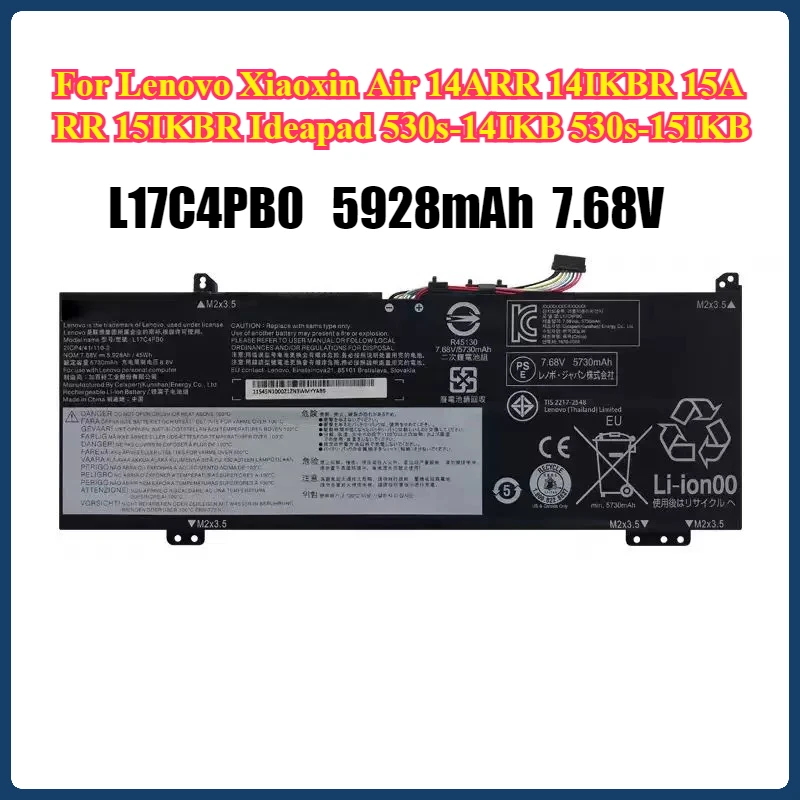 L17C4PB0 Laptop Battery for Lenovo Xiaoxin Air 14ARR 14IKBR 15ARR 15IKBR Ideapad 530s-14IKB 530s-15IKB 7.68V