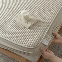 Ultrasonic Waterproof Mattress Protector Cover Embroidered Mattress Pad Bed Fitted Sheet with Elastic Band, With Deep Pocket New 5