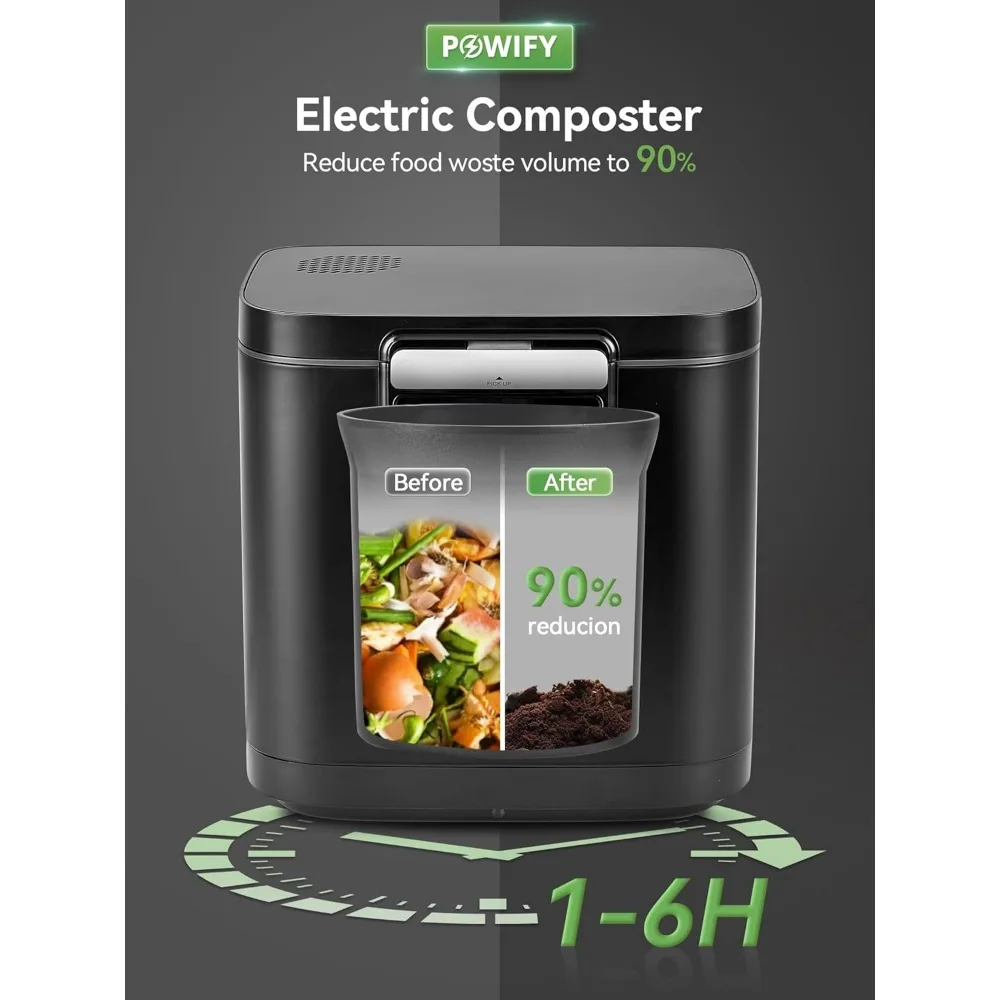 Electric Compost Bin Kitchen Capacity Composter Bins Outdoor Indoor with Tri-Blade, Smart Waste Dispenser Countertop Compost 3
