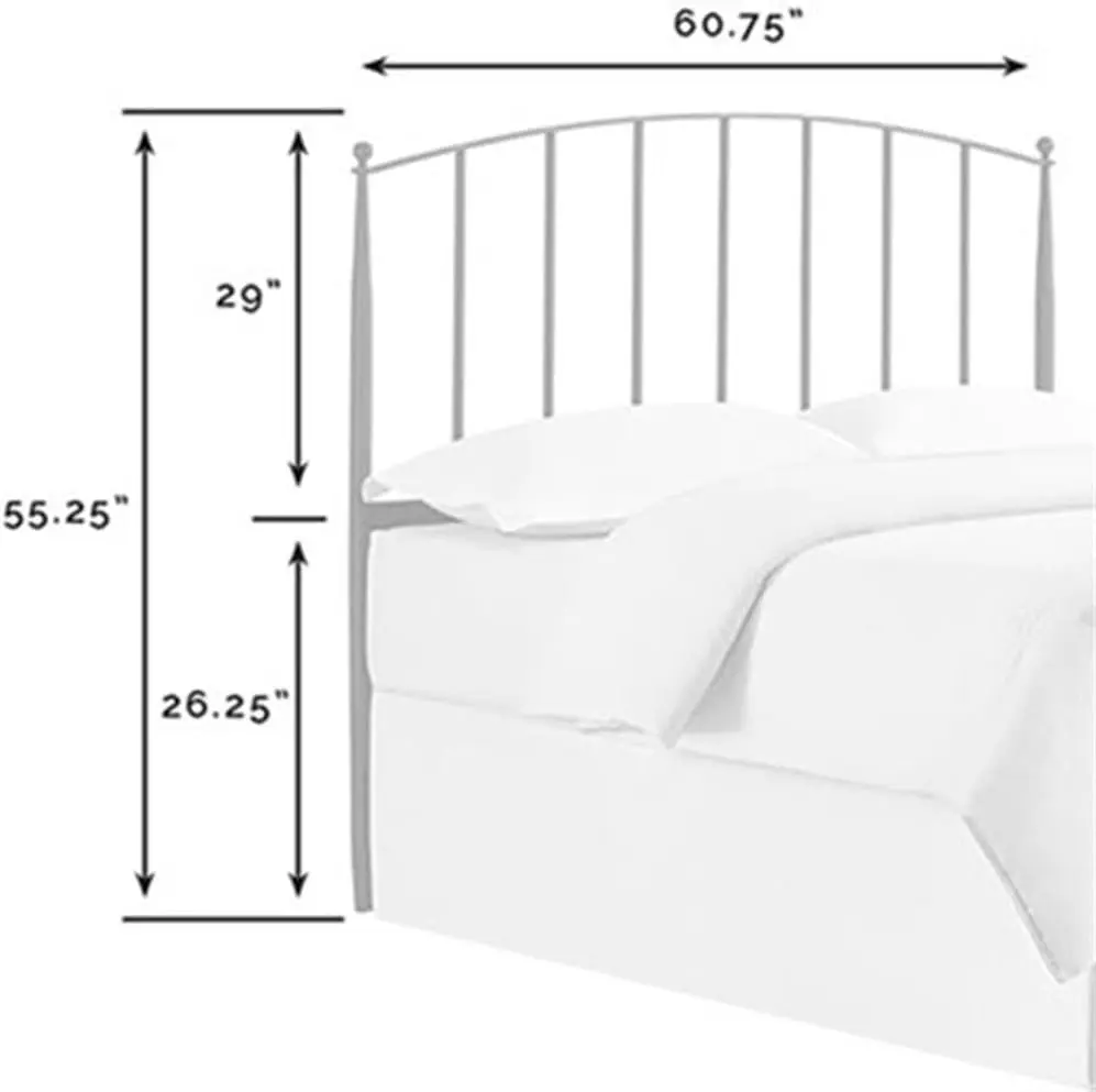 Modern Metal Full Queen Spindle Headboard in Powder-Coated Black