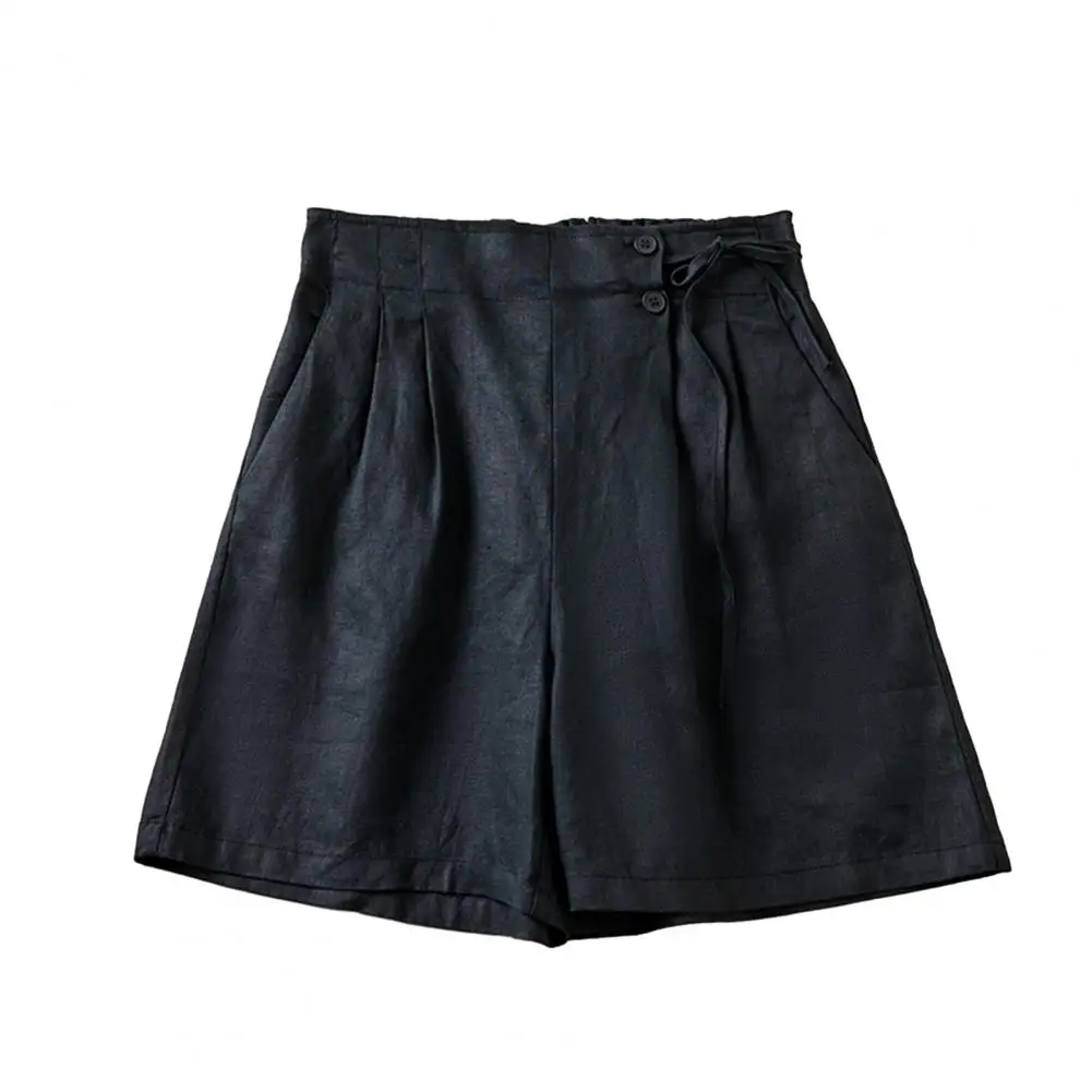 

Women Casual Shorts Cotton Linen Solid Color Elastic Waist Bow-knot Loose High Waist Short Pants for women pantalones cortos