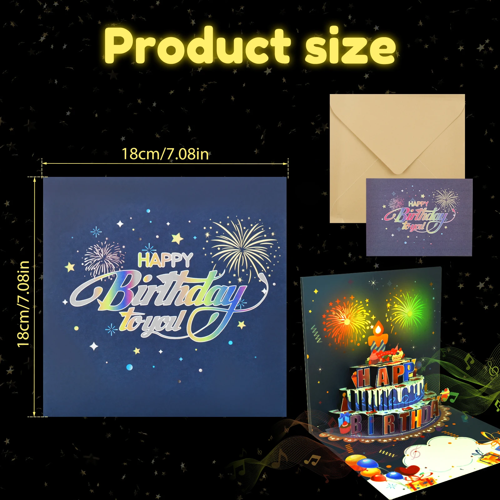 Joyoldelf Carte Anniversaire Musicale Pop Up - Carte De Voeux 3D Avec LumièRes, Enveloppe