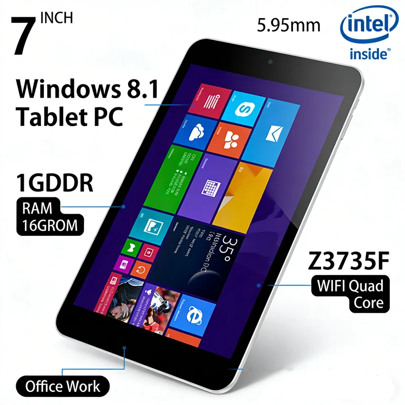 1GDDR RAM 16GB ROM 7 INCH Windows 8.1 Tablet PC System Z3735f WIFI Quad Core Office Work WIFI Dual Cameras
