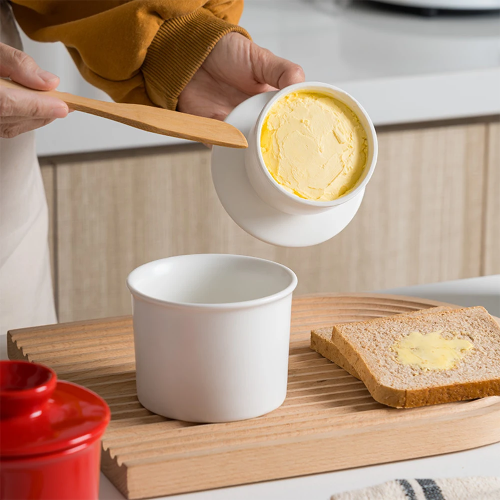 Butter Container Butter Crock With Lid Scraper Bottom Anti Slip Smooth Edges French Ceramic Dish For Kitchen Restaurant