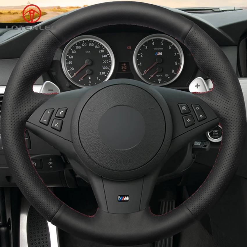 PU Artificial Leather Steering Wheel Cover for BMW E60 E61 Touring 530d 545i 550i E63 Coupe E64 630i 645Ci 650i