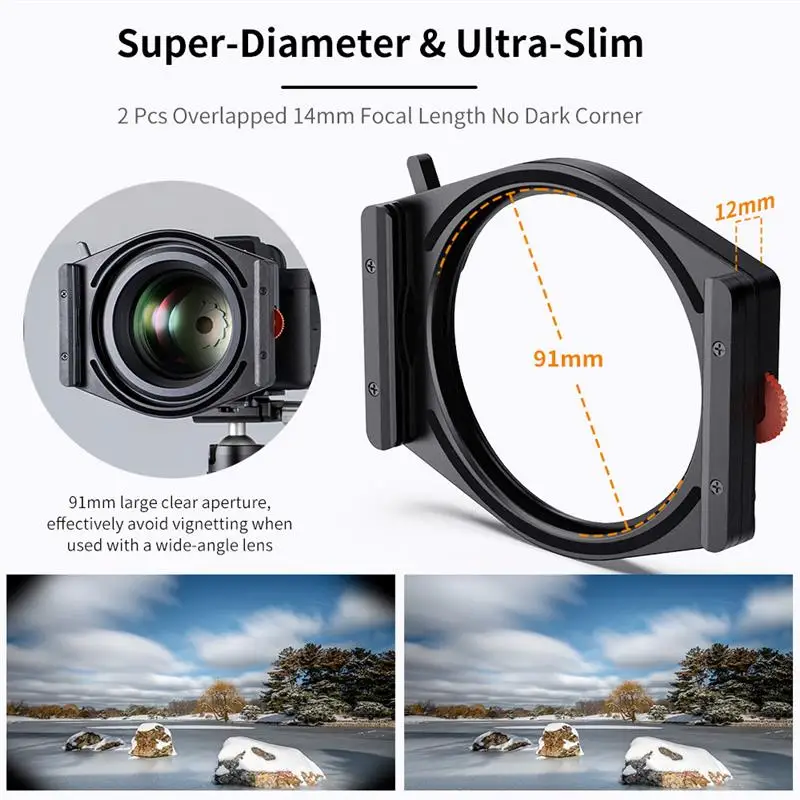 K & F CONCEPT ND1000 카메라 렌즈용 CPL 스퀘어 필터 시스템, 멀티 코팅 중립 밀도 필터 링 어댑터 키트 슈트