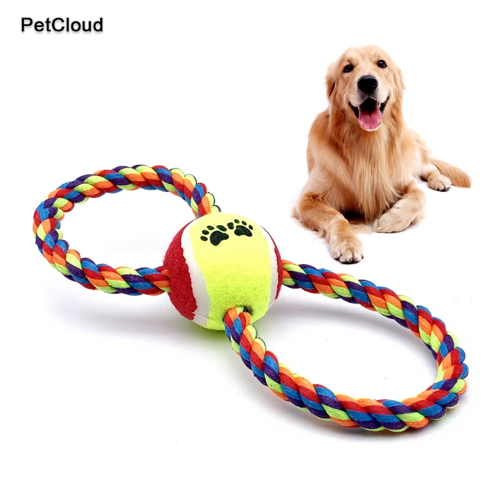

Pet Dog Toy For Puppy Medium Small Dog Interactive Outdoor Cotton Rope Tennis Ball Toy Chew Toothbrush Pet Cleaing Supplies