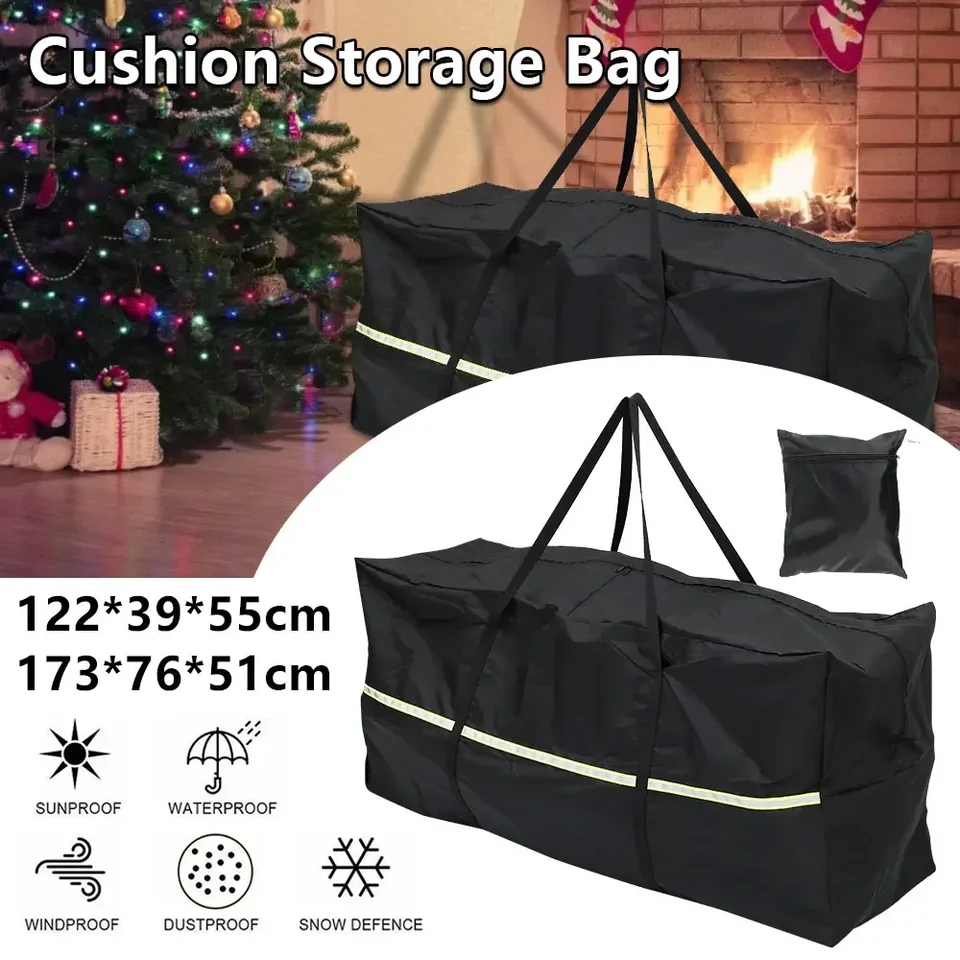 Grand Sac De Rangement Extérieur Oxford 210D - 3 Tailles, étanche, Protège Coussins De Jardin, Gris