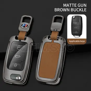 Custodia per chiave auto in metallo pelle Shell per VW Volkswagen Polo Golf 4 5 6 Passat Tiguan Jetta per Skoda Octavia Seat Leon Altea