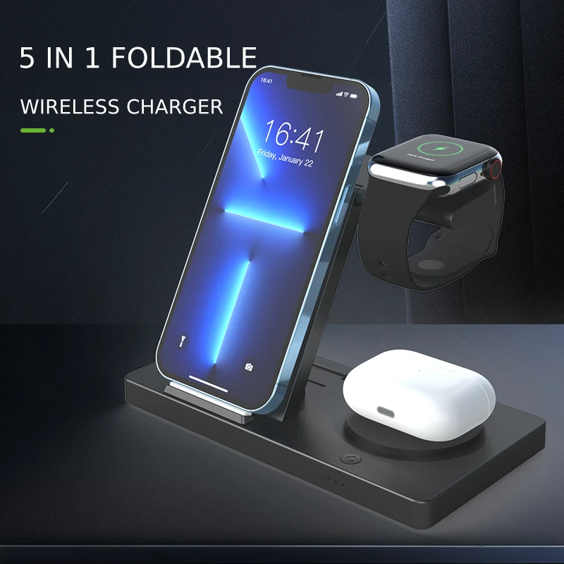 

15W Wireless Chargers Stand Fast Charging Station for iPhone 14 13 12 11 X Apple Watch 8 7 6 SE AirPods Galaxy Watch 5 4 3 Buds