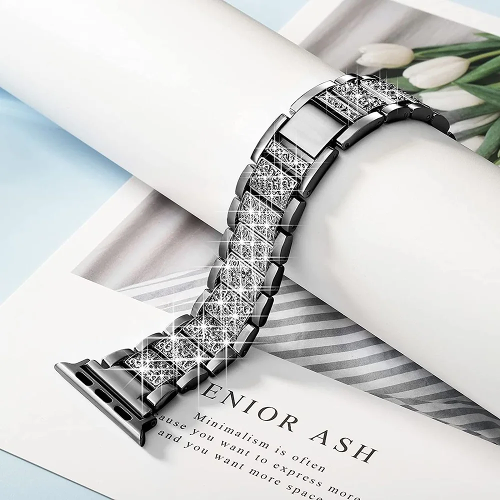 รูปสินค้า สร้อยข้อมือแฟชั่นสำหรับ Apple Watch หลายขนาด วัสดุโลหะ