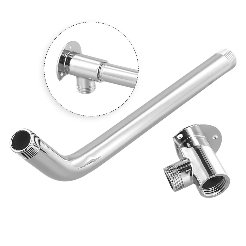 Braccio Doccia A Muro In Acciaio Inox Cromato - Prolunga Per Soffione, Accessorio Bagno - 4