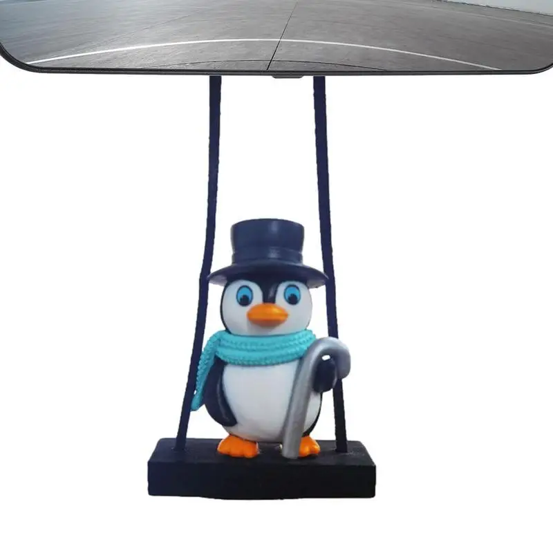 

Penguin Swing Car Ornament Rear View Mirror Funny Resin Ornament Pendant Penguin Swinging Car Mirror Ornaments Home Decor Gift