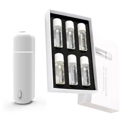 Portable Electric Car Air Freshener with Essential Oils - Cordless Vent Clip Aroma Diffuser Gift Set (1White 6 perfume)