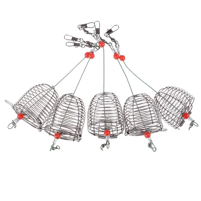5 Stück Köderkäfige aus Edelstahl für Angeln, Metallische Fischköderkäfige, Angelzubehör für Nestbildung