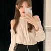 2025 Blusas Mujer De Moda Sweet Blouse for Women O-neck Long Sleeve Off Shoulder Summer Tops Temperament Fashion Shirts Blouses 3