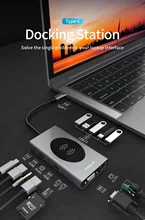

TypeC USB C Hub PD 3.0 Wireless Charger Laptop Docking Station For MacBook Air m1 Pro Notebook Nintendo Switch Adapter Splitter