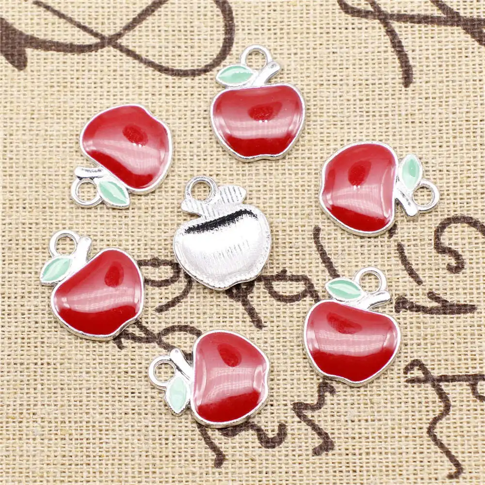 

Party Jewelry For Crafts Charms Apple Enamel Couple Pendants 15x19mm 3pcs