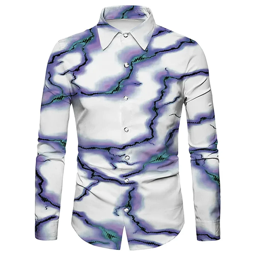 Men's shirts are printed with lightning patterns, white and purple horseshoe-shaped gray-white tops, long-sleeved casual clothes y2k hip pop pants women casual loose lightning print female wide leg pant 2023 spring streetwear elastic waist lady long trouser