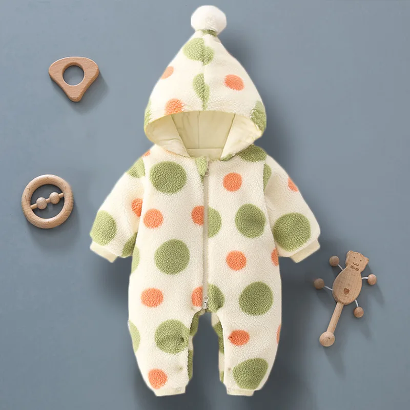 

LZH 2022 New Baby Girl Clothes Autumn Winter Rompers Baby Clothes New Born Boys Hooded Thickened Long Sleeves Romper 0-18 Months